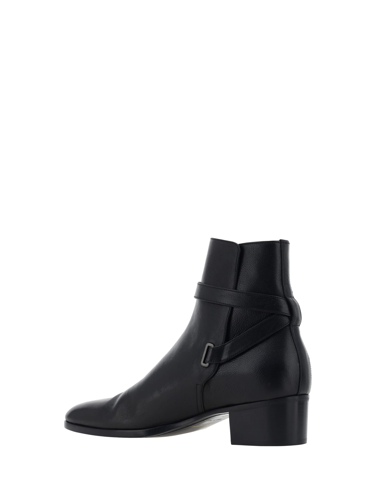 Saint Laurent Man Ankle Boots Black Size 9 Calfskin In Nero