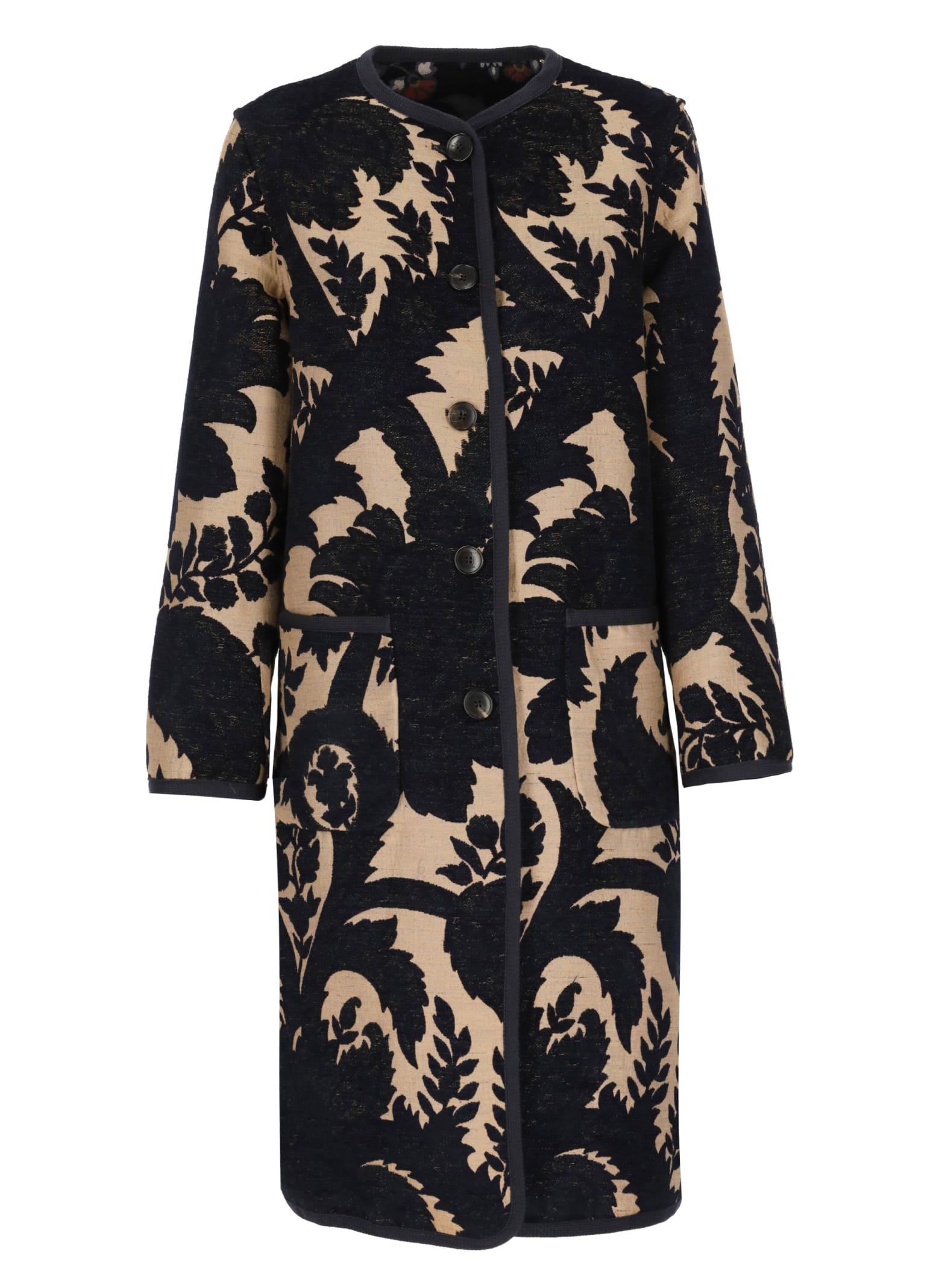 Shop Etro Reversible Coat With Print In Multicolour