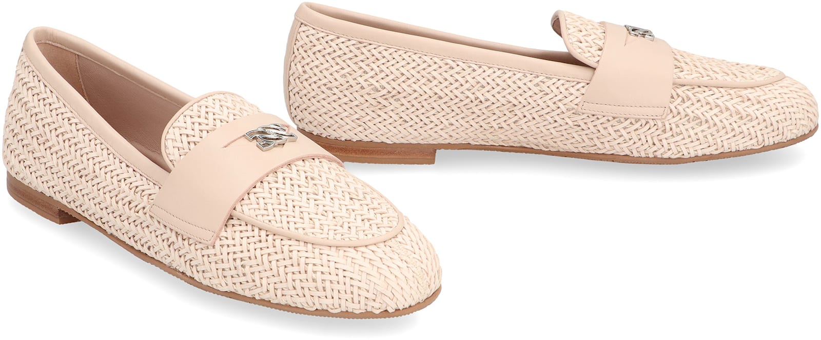 Casadei Round Head Loafer Shoes In Pale Pink