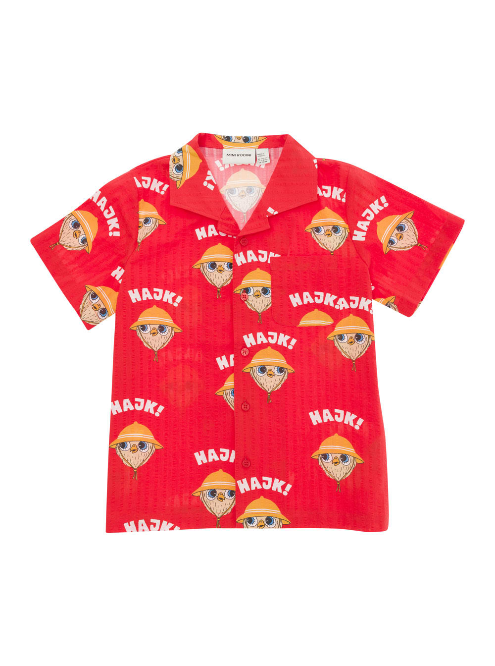 Shop Mini Rodini Red Bowling Shirt With Owl Print In Cotton Boy