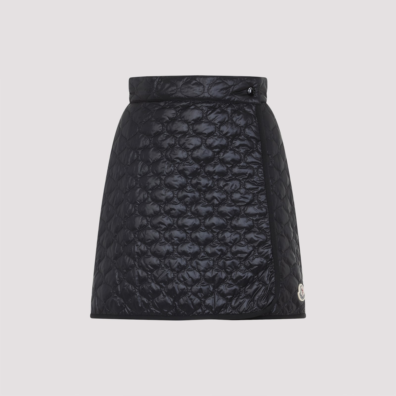 Moncler Quilted Black Skirt With Glossy Finish And Wrap Style In Black