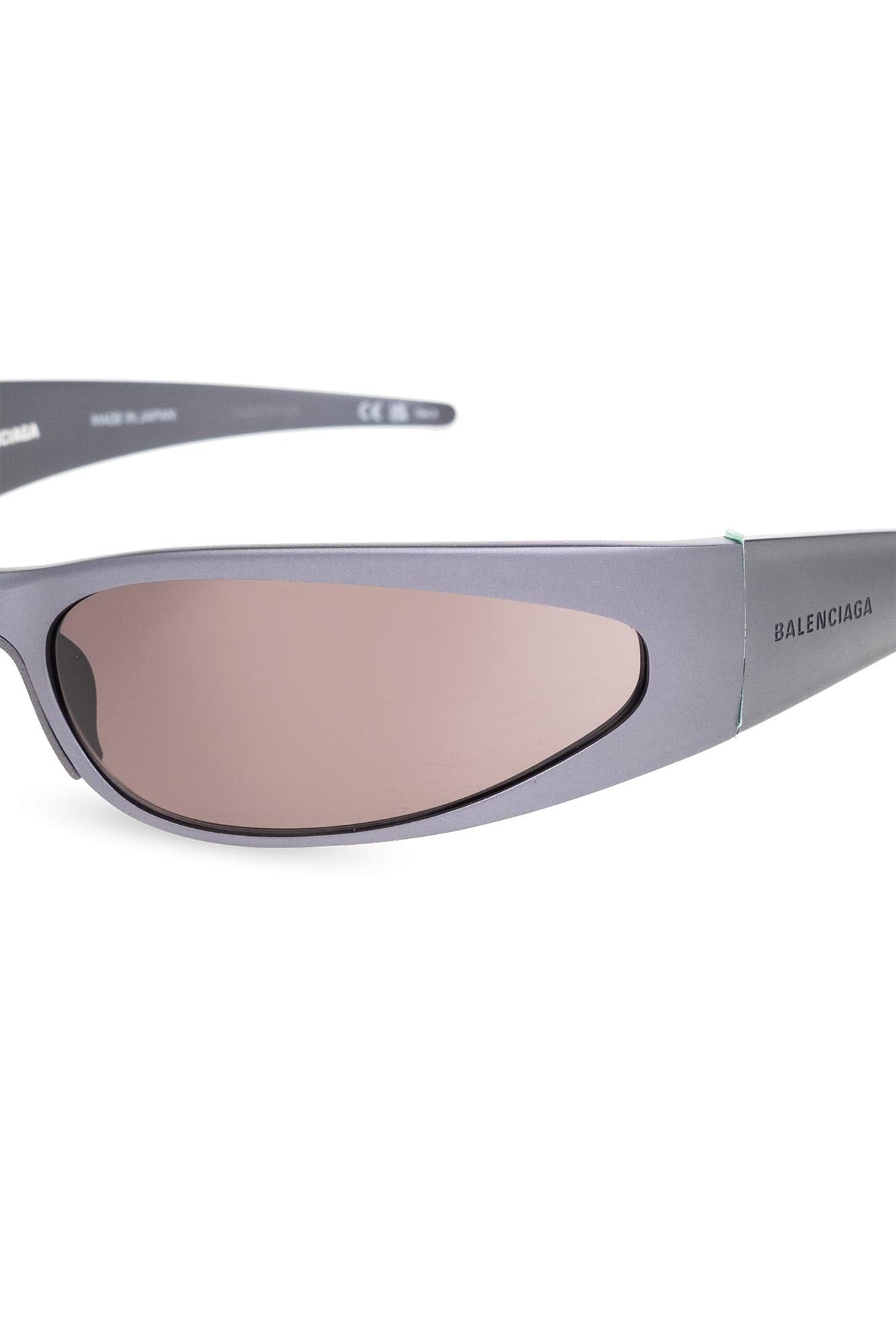 Shop Balenciaga Reverse Xpander 2.0 Rectangle Sunglasses In Grey