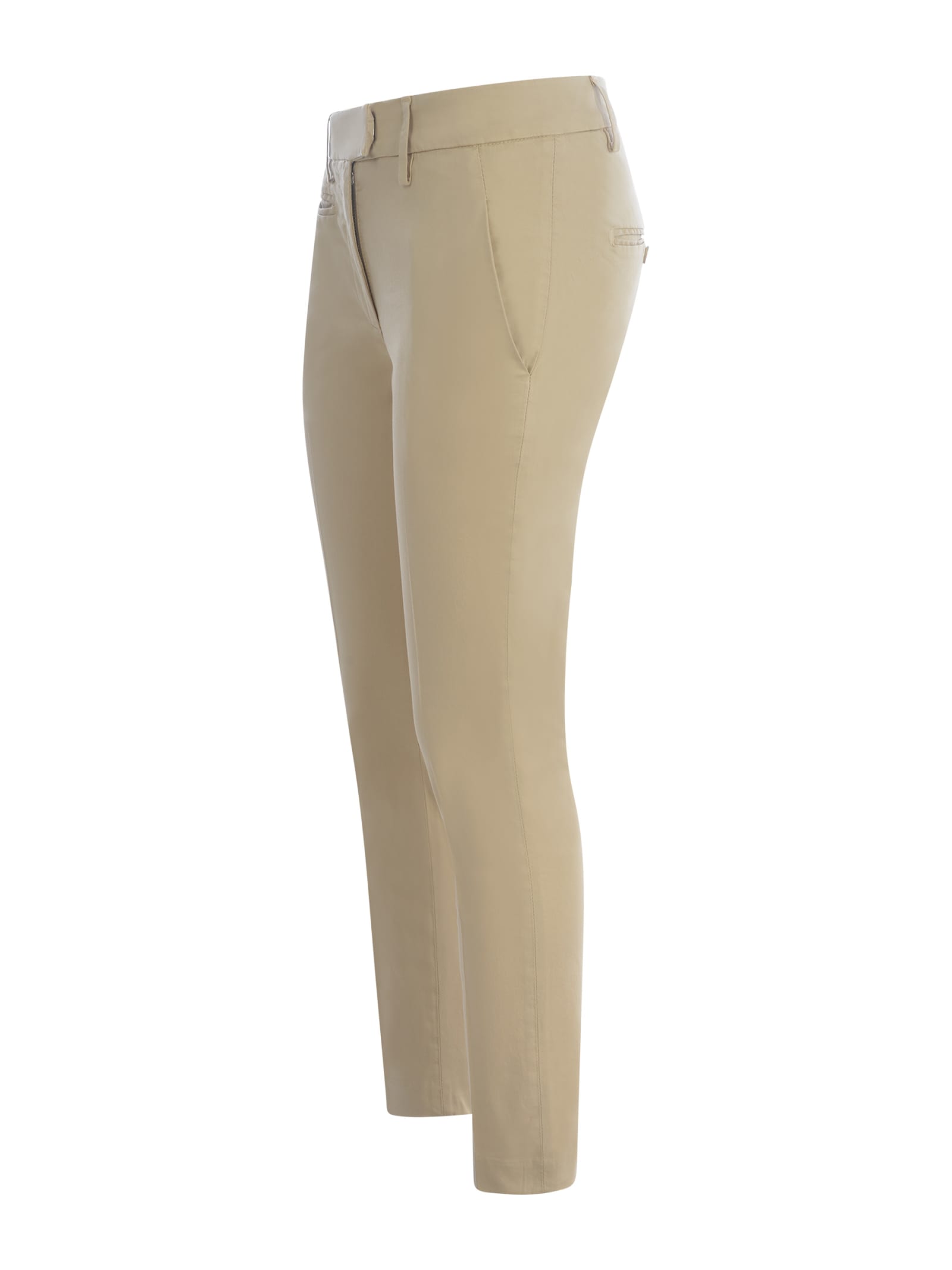 Shop Dondup Trousers  Perfect In Stretch Cotton In Beige