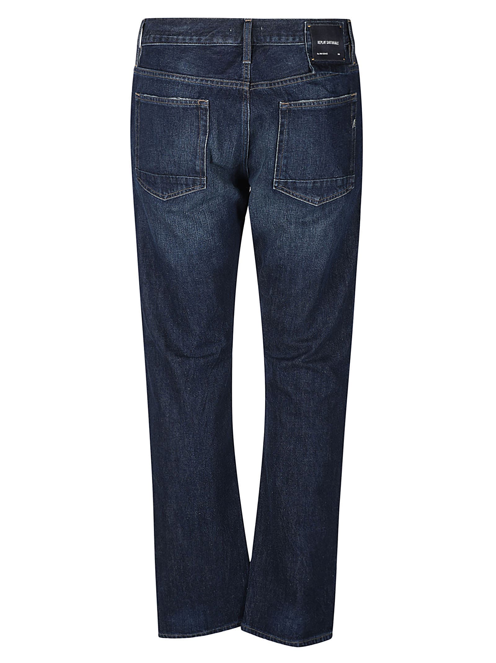 Shop Replay Buttoned Classic Jeans In Denim