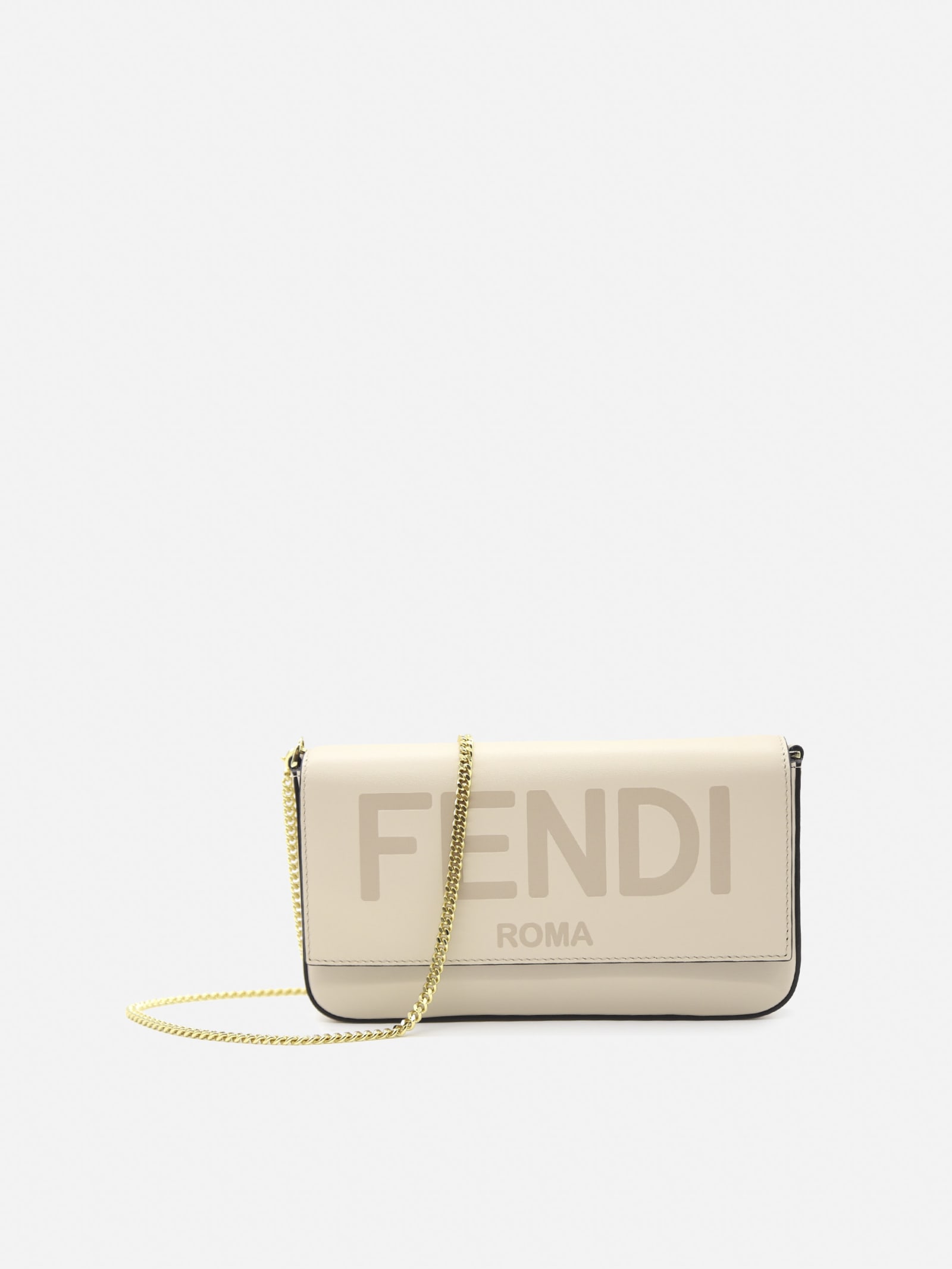 Fendi Wallet On Chain In Leather With Engraved Logo
