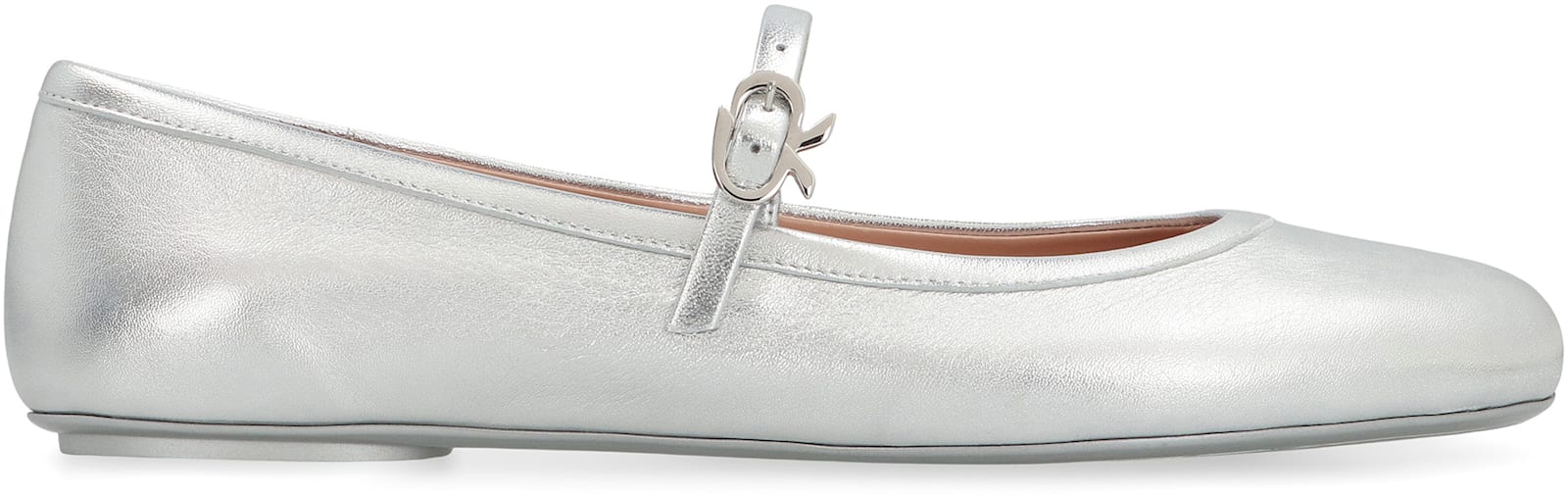 Gianvito Rossi Carla Metallic Leather Mary Jane Flats