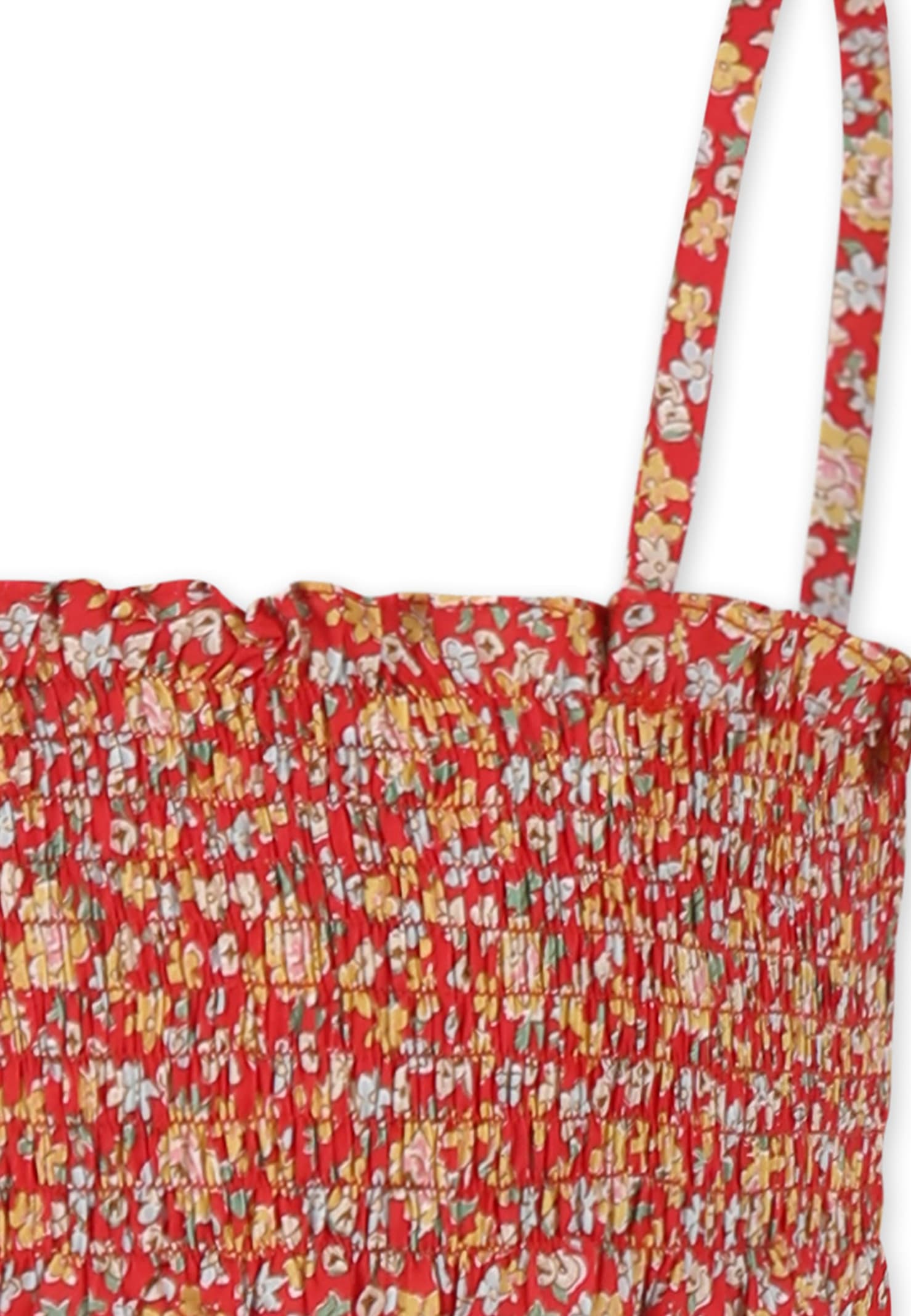Bonpoint Red Bikini For Girl With Floral Print In Red