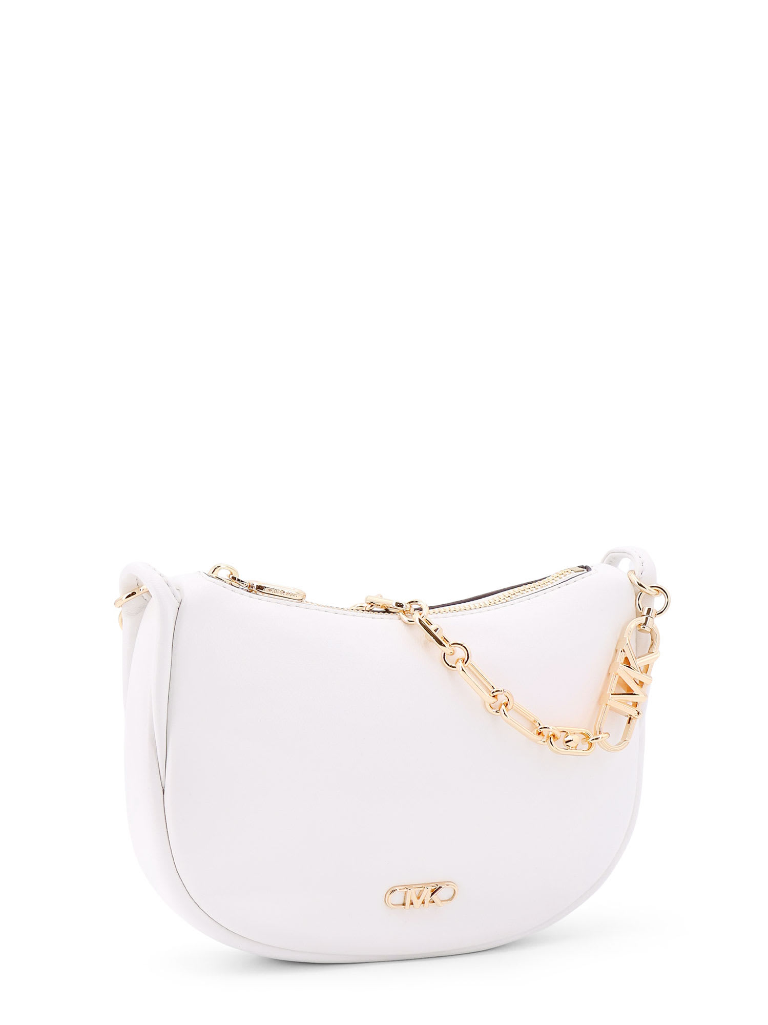 Michael Kors Kendall Leather Shoulder Bag With Frontal Monogram In White