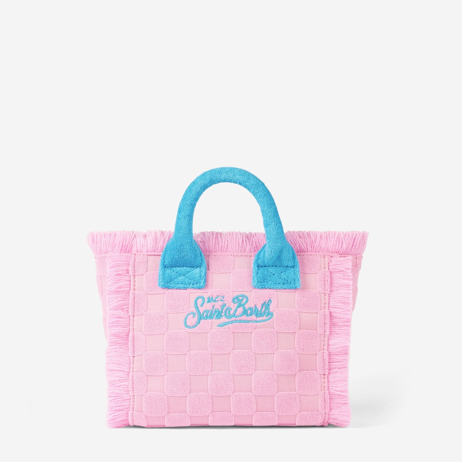 Shop Mc2 Saint Barth Mini Vanity Pink Terry Embossed Handbag