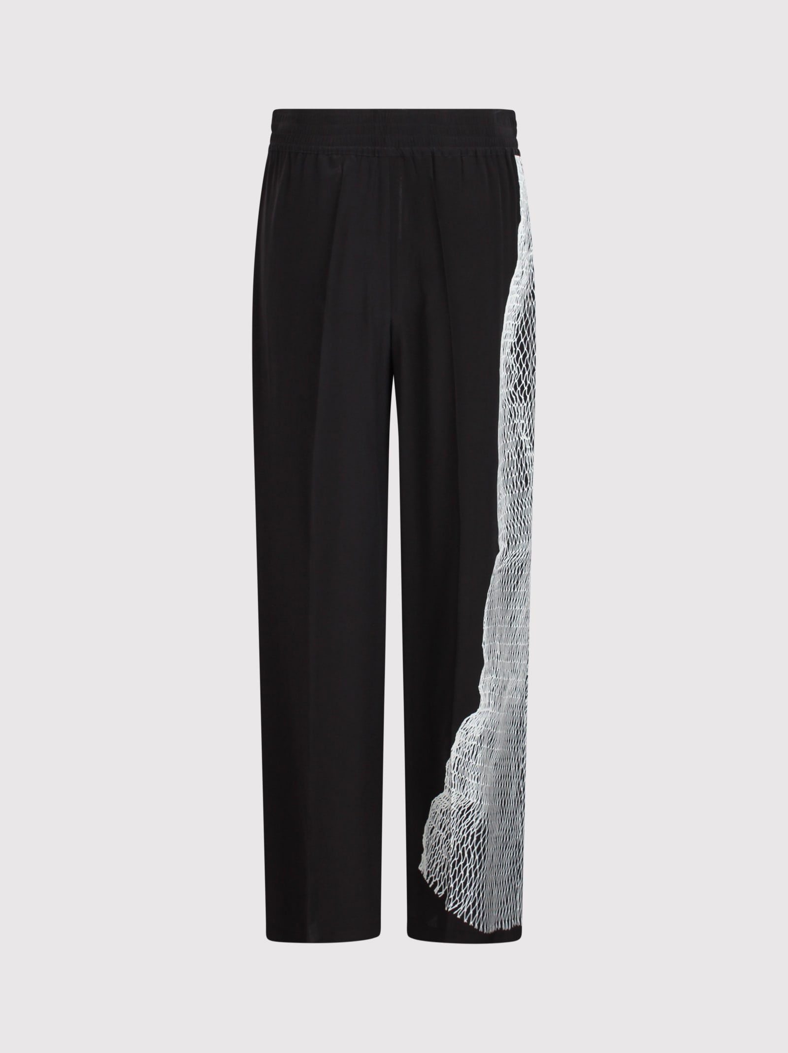 Shop Victoria Beckham Wide-leg Trousers With Graphic Mesh Print