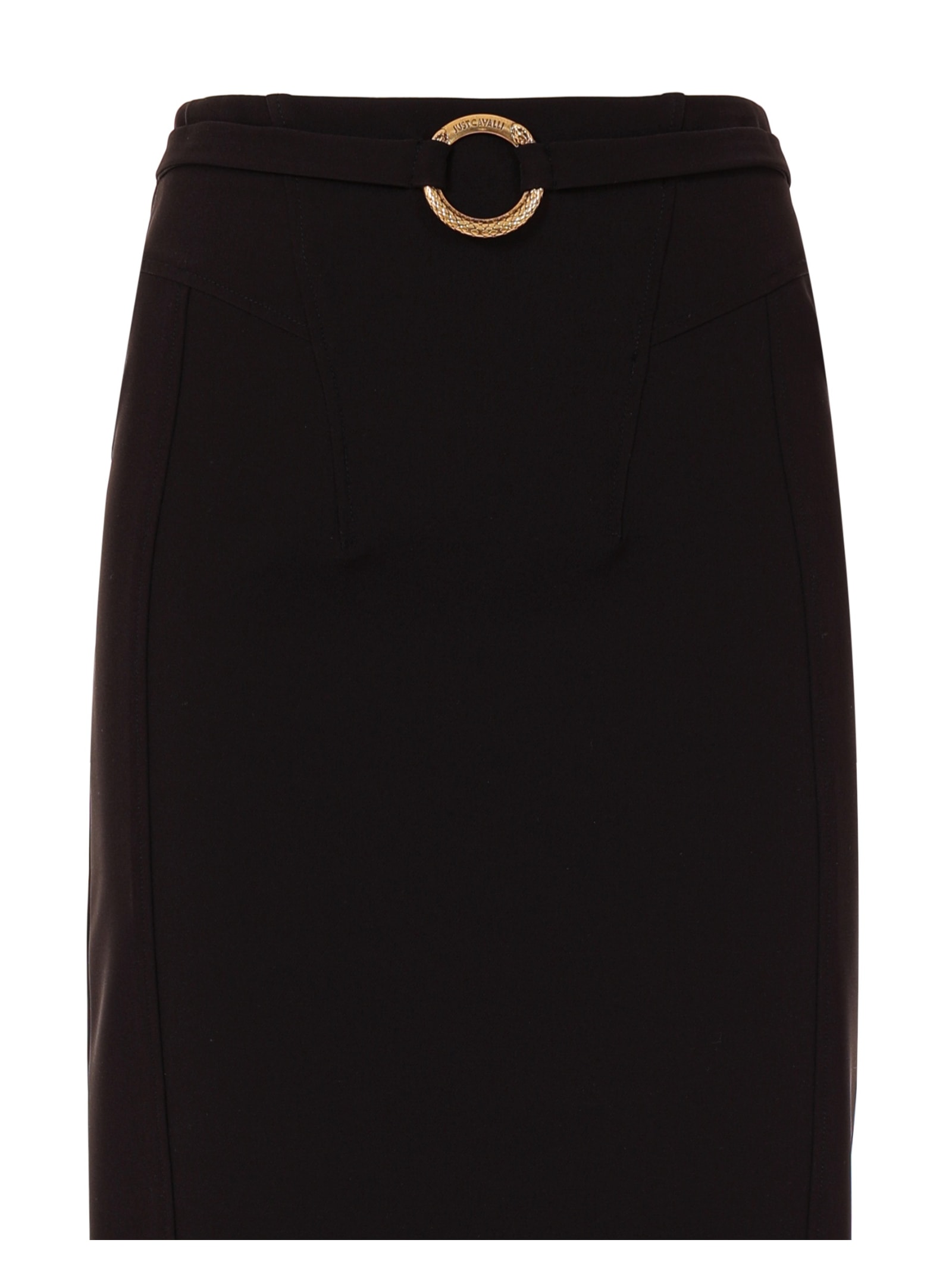 Just Cavalli Midi Pencil Skirt With Ring Detail In Black