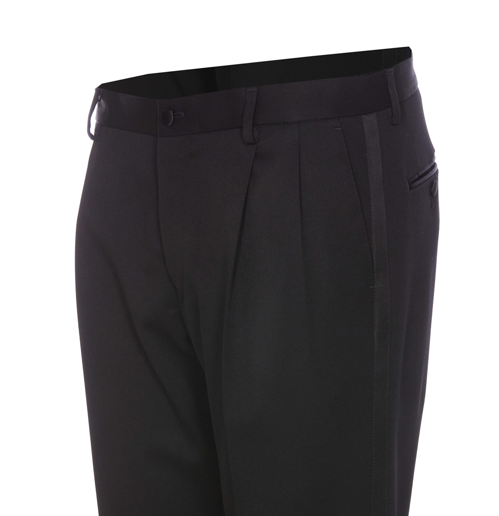 Shop Dolce & Gabbana Gabardine Classic Tuxedo Pants In Black