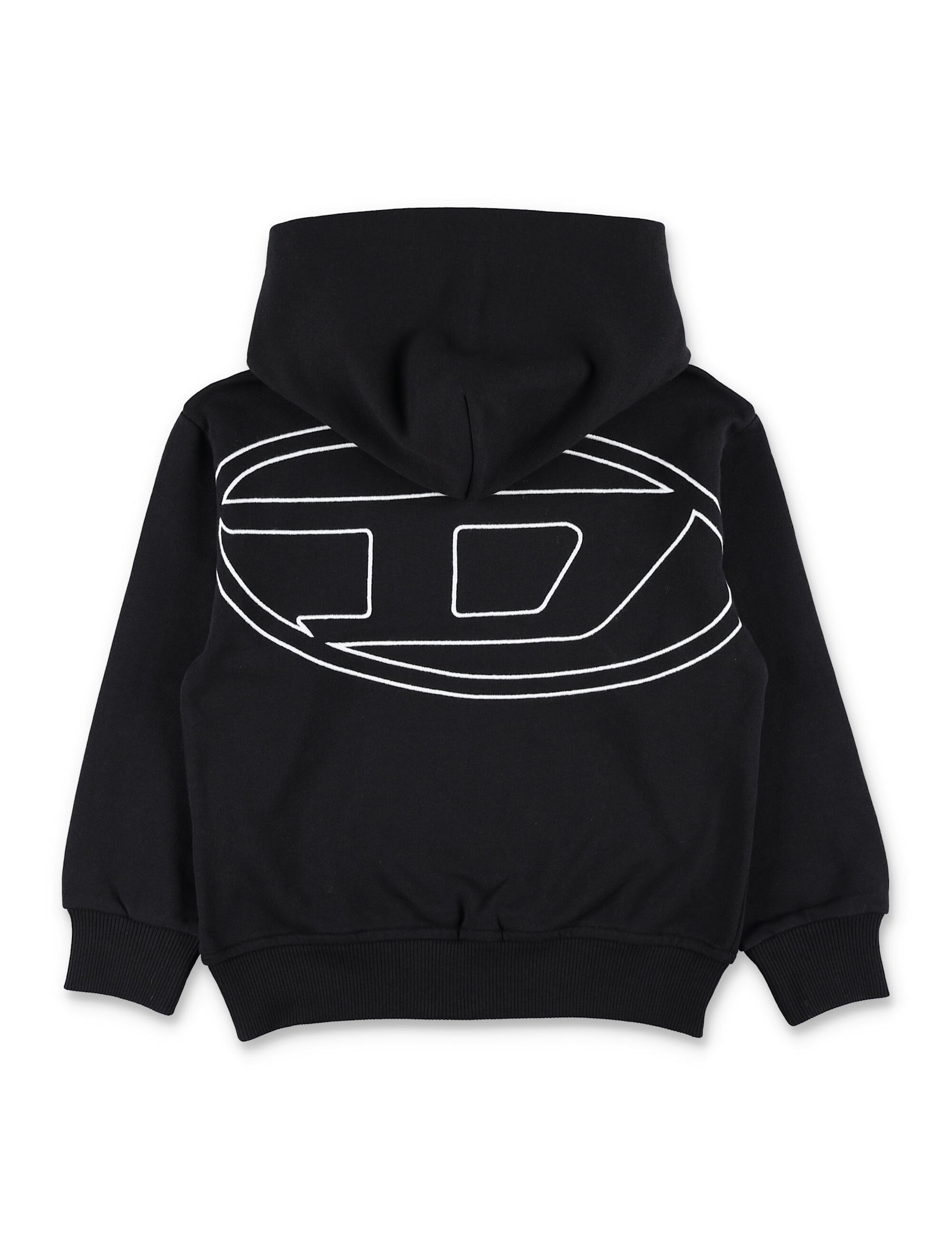 Diesel Kid -  Black Oversized Hoodie With Oval D Embroidery In Multi