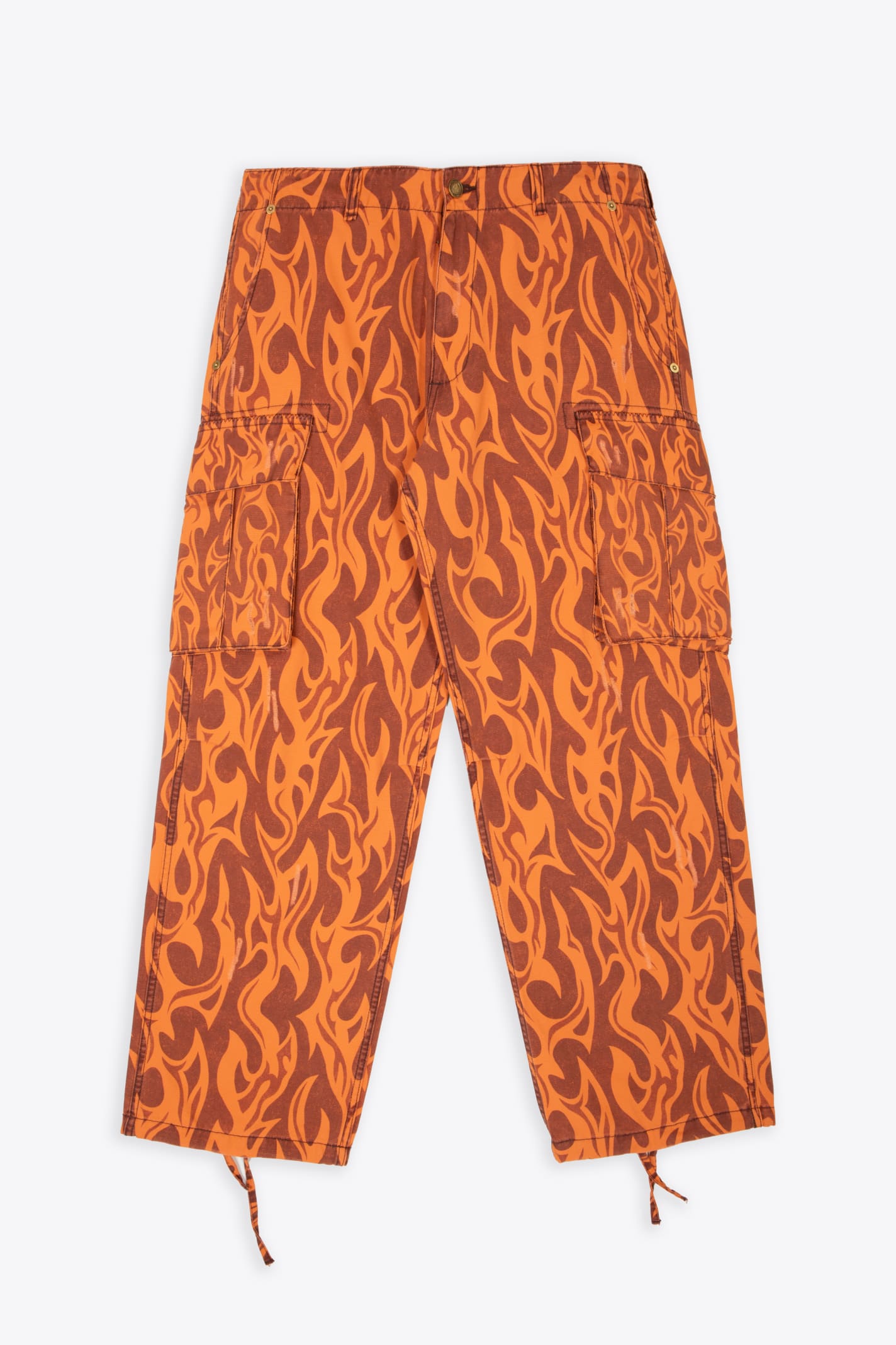 Shop Erl Unisex Printed Cargo Pants Woven Orange Canvas Printed Cargo Pant - Unisex Printed Cargo Pants Woven In Arancio
