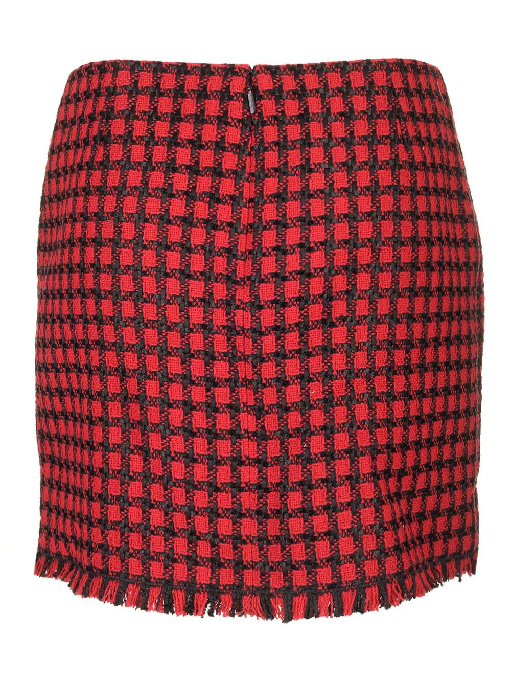 Shop Versace Tweed Mini Skirt In Red