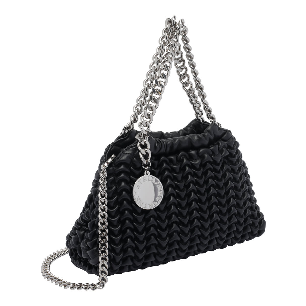 Stella Mccartney Falabella Popcorn Drawstring Crossbody Bag In Black