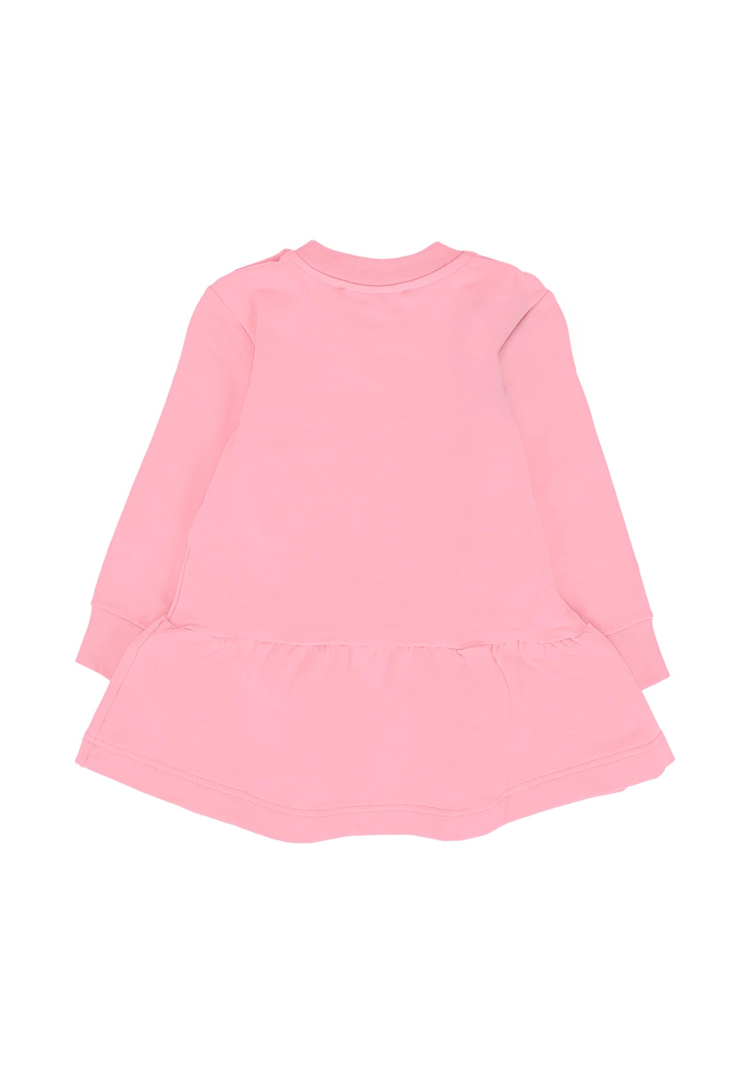 Msgm Pink Dress For Baby Girl With Logo And Cat In Pink