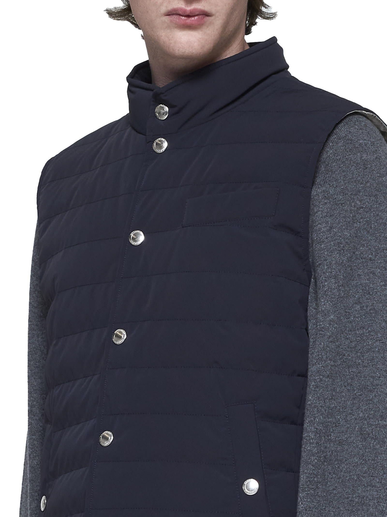 Shop Brunello Cucinelli Down Jacket In Blue