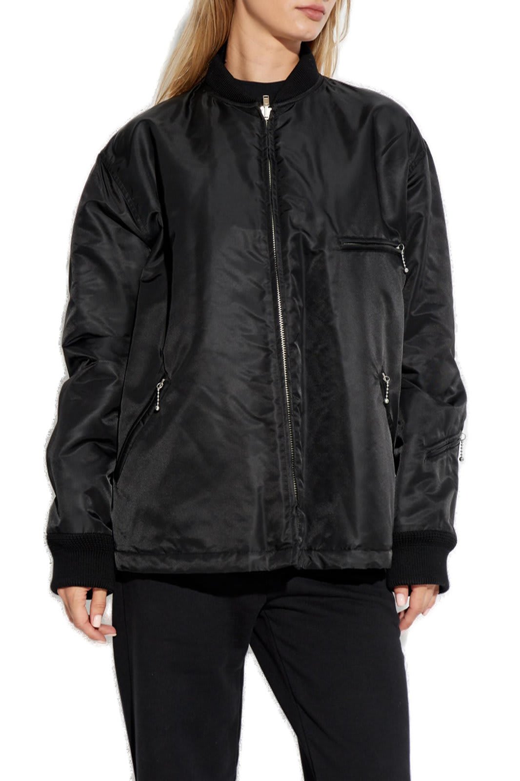 Shop Mm6 Maison Margiela Loose Fit Bomber Jacket In Black