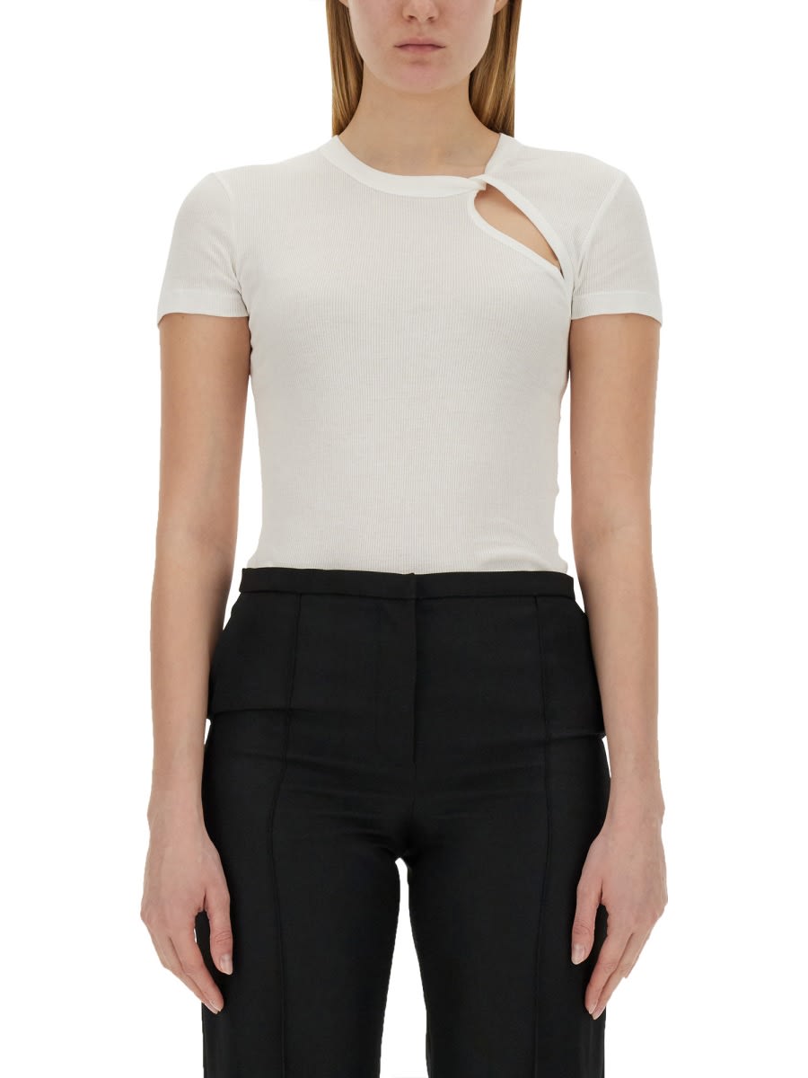 Shop Helmut Lang Cut Out T-shirt In White