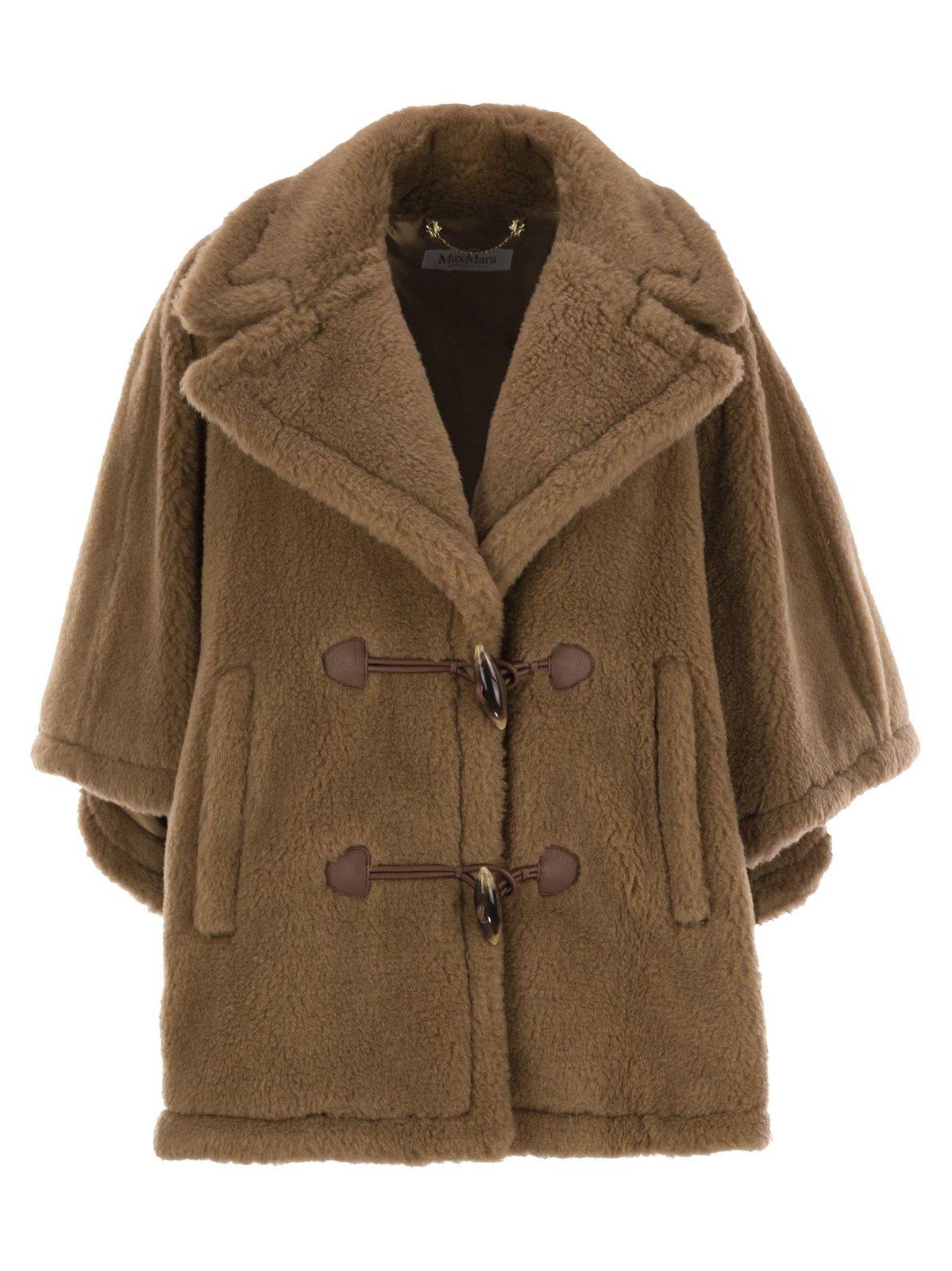 Shop Max Mara V-neck Long-sleeved Coat In Brown