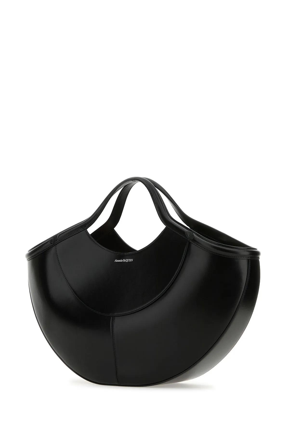 Alexander Mcqueen Women Black Leather The Cove Shopping Bag In Black