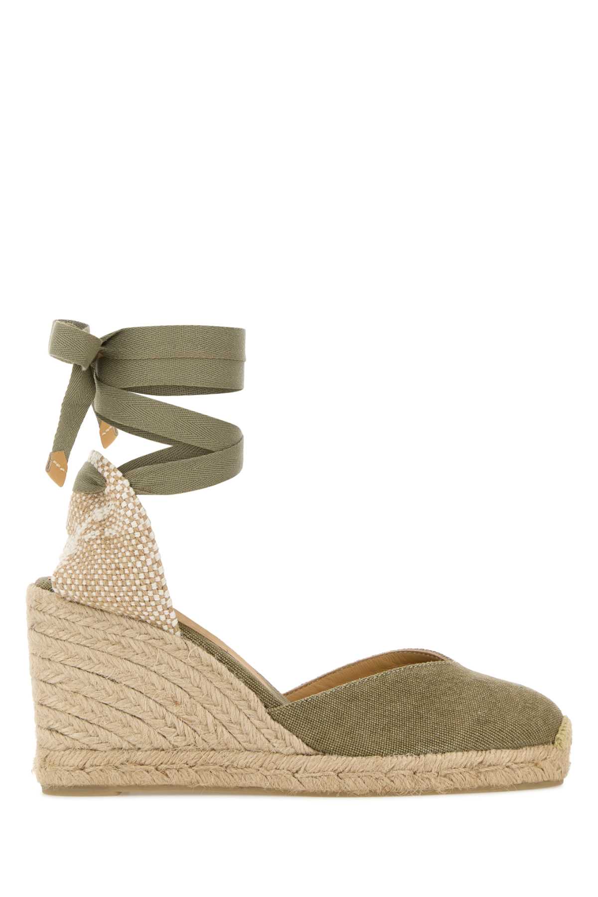 Castañer Sage Green Canvas Chiara Wedges