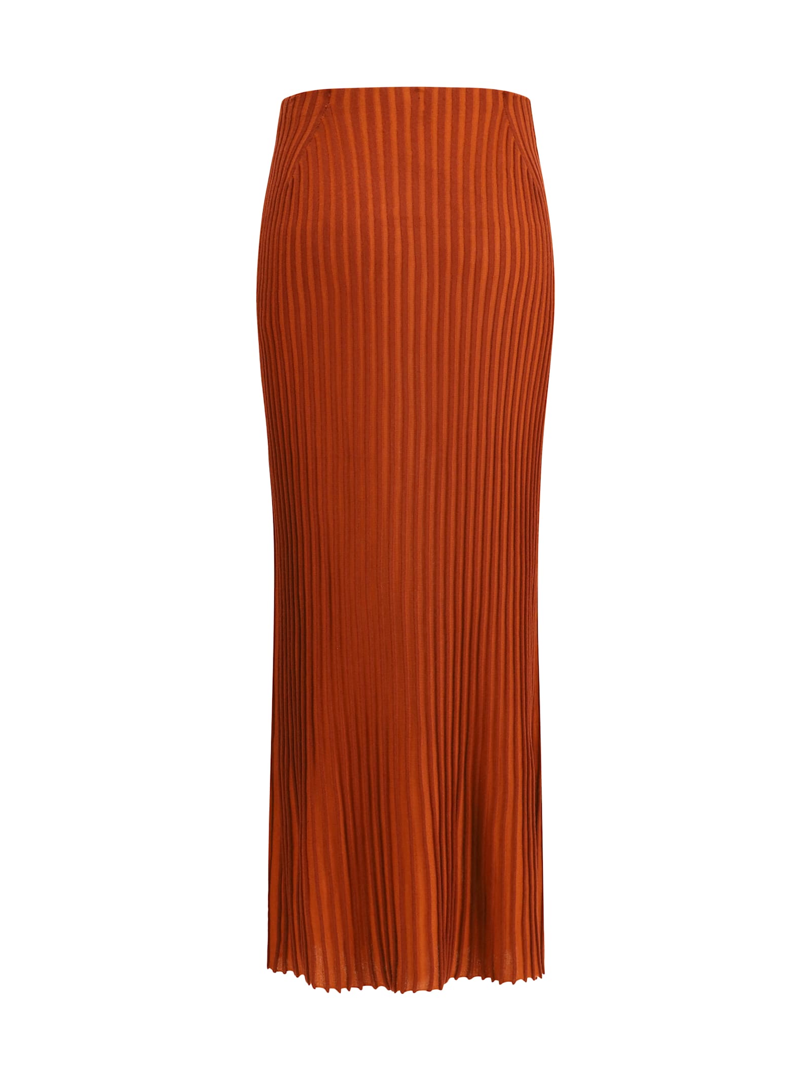 Gabriela Hearst Long Knitted Skirt With Narrow Ribs In Brown