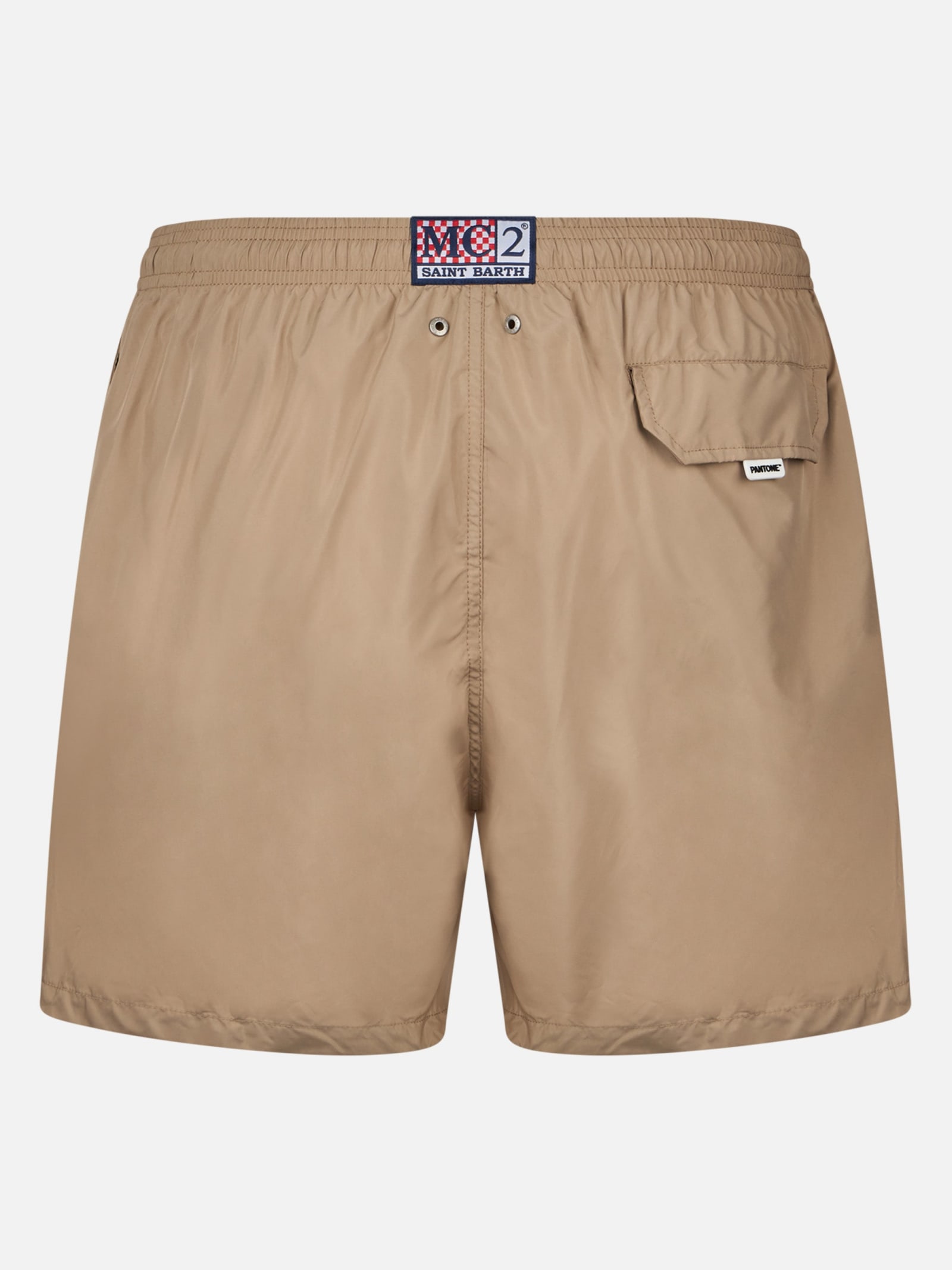 Mc2 Saint Barth Man Lightweight Fabric Beige Swim-shorts Lighting Pantone Pantone Special Edition In White