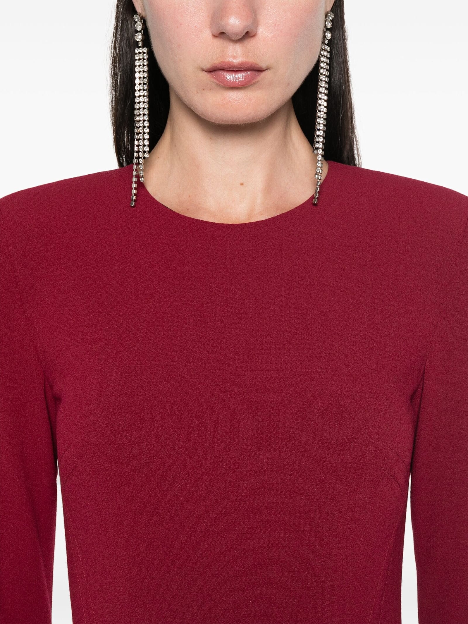 Shop Victoria Beckham Tshirt Fitted Dress Long Sl In Oxblood