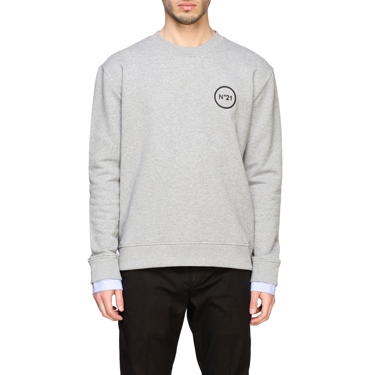 N°21 N° 21 Sweatshirt N ° 21 Sweatshirt With Rubberized Logo In Grey