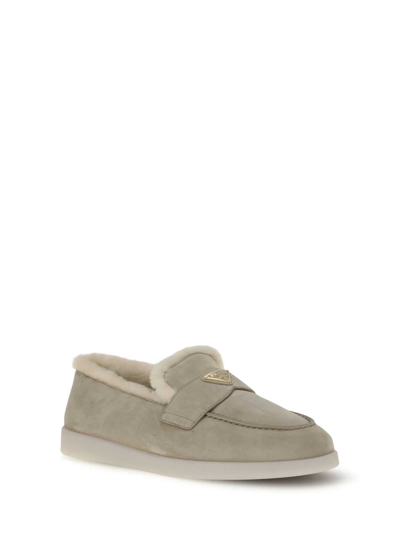 Prada Suede Loafers In Neutral