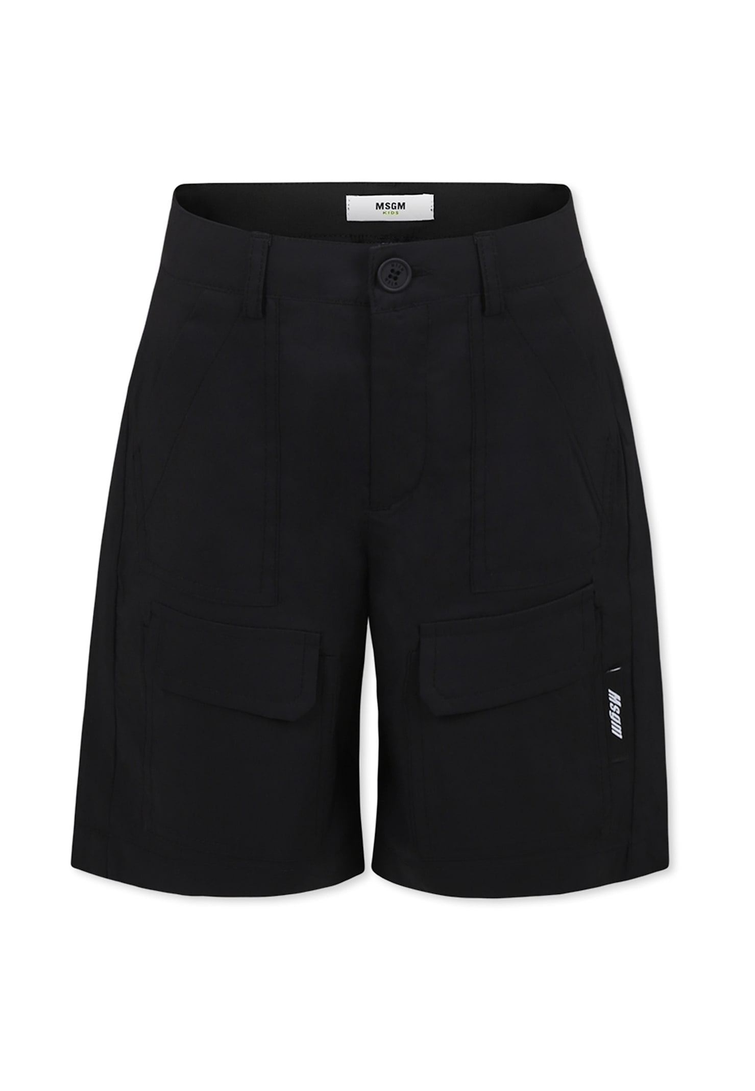 Shop Msgm Black Shorts For Boy With Logo