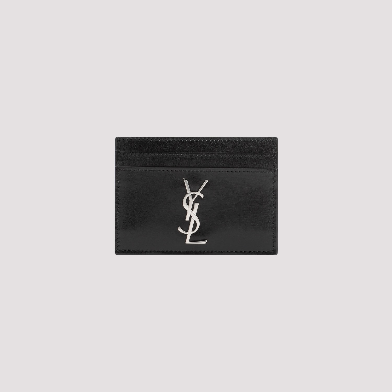 Saint Laurent Cassandre Smooth Leather Cardholder In Nero