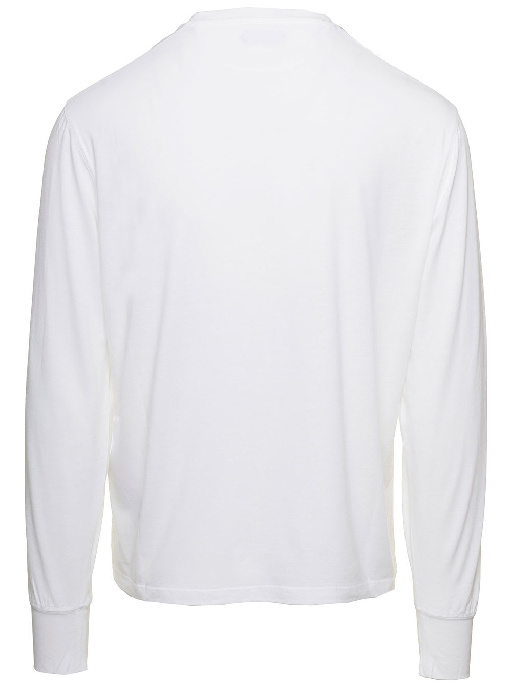 Shop Tom Ford White Long-sleeved Basic T-shirt With Cuffs In Lyocell Blend Man