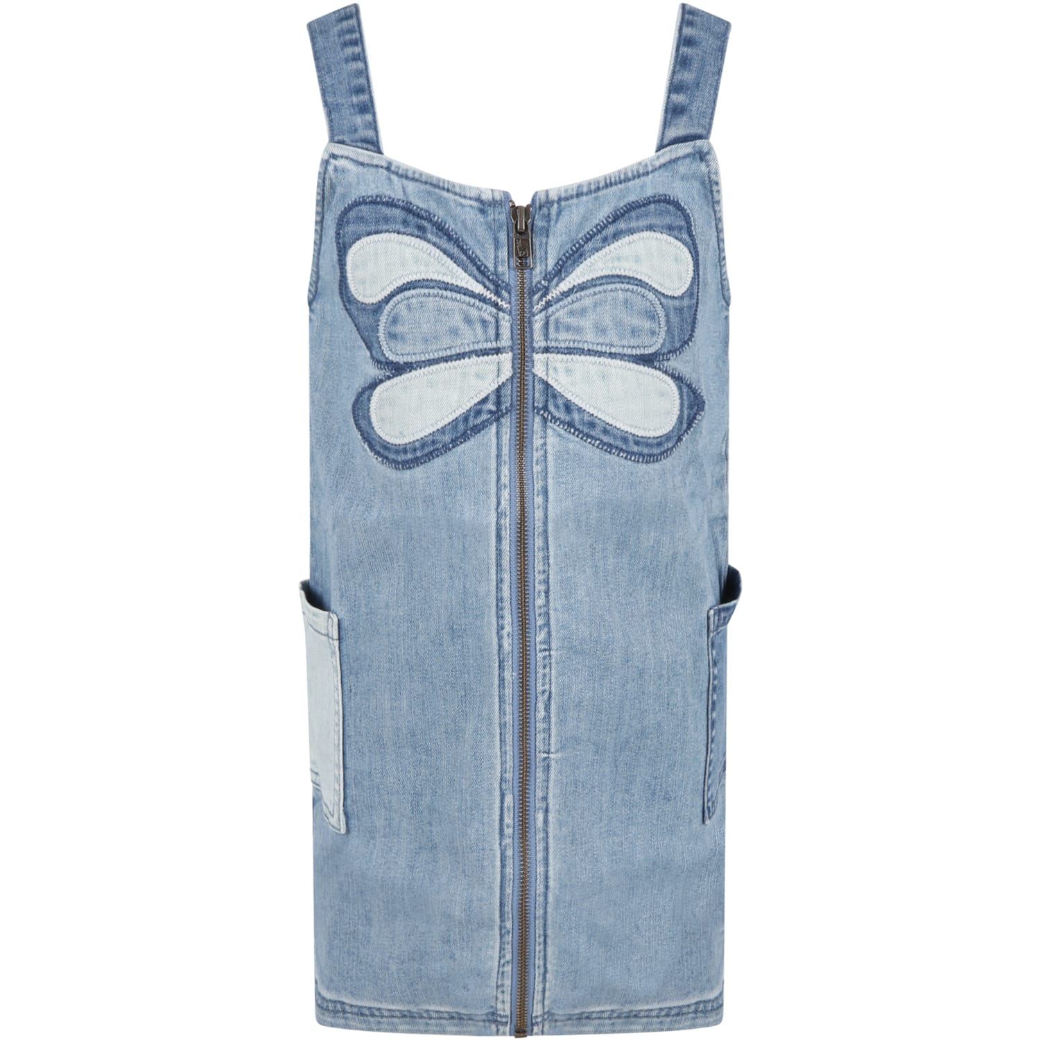 Stella McCartney Kids Light Blue Dress For Girl With Butterfly