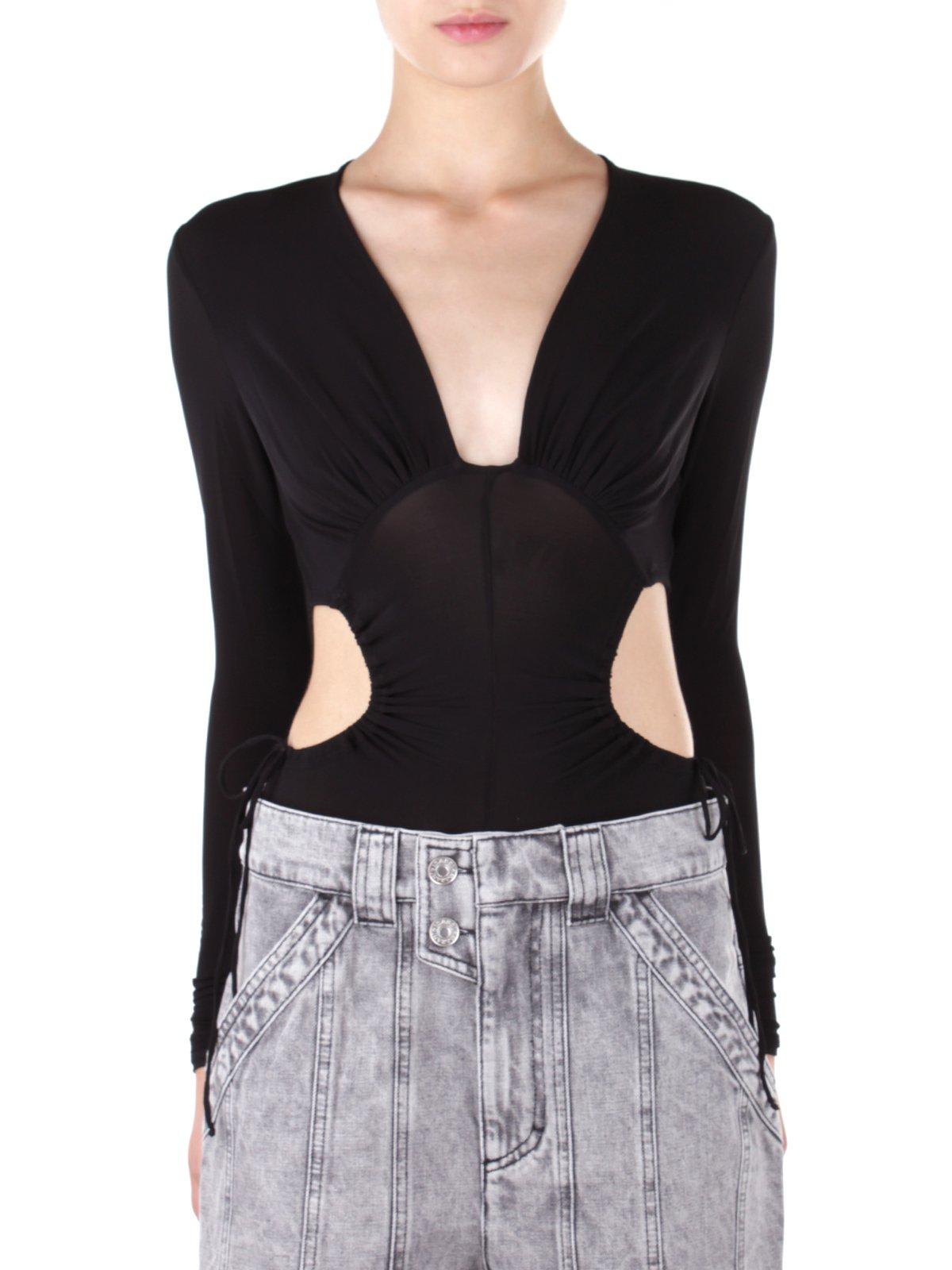 Shop Isabel Marant Cut-out Stretched Bodysuit In Black