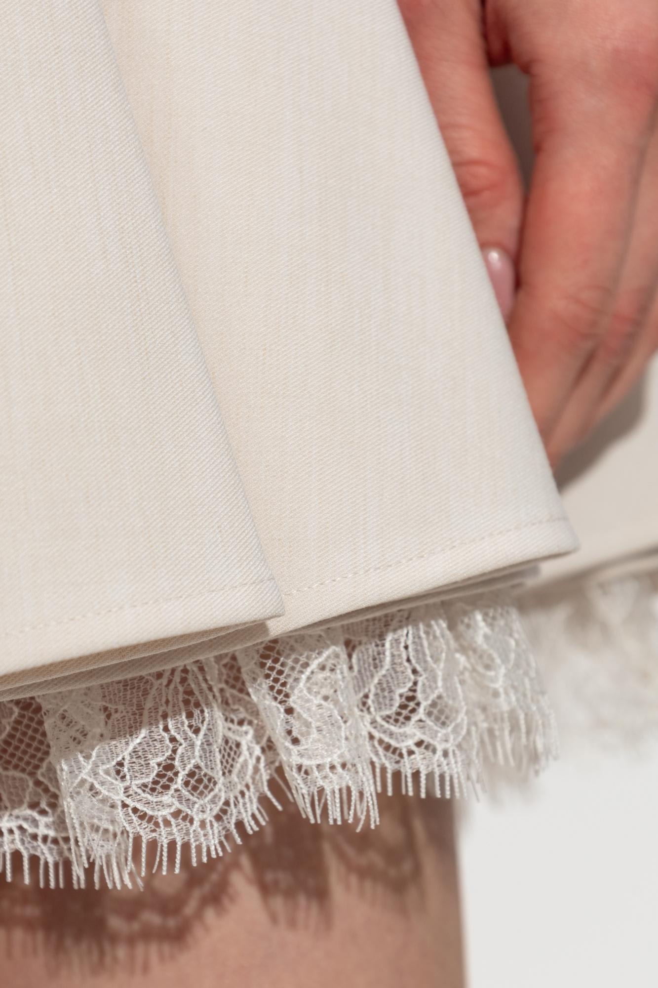 Self-portrait Twill Pleated Mini Skirt In Multi