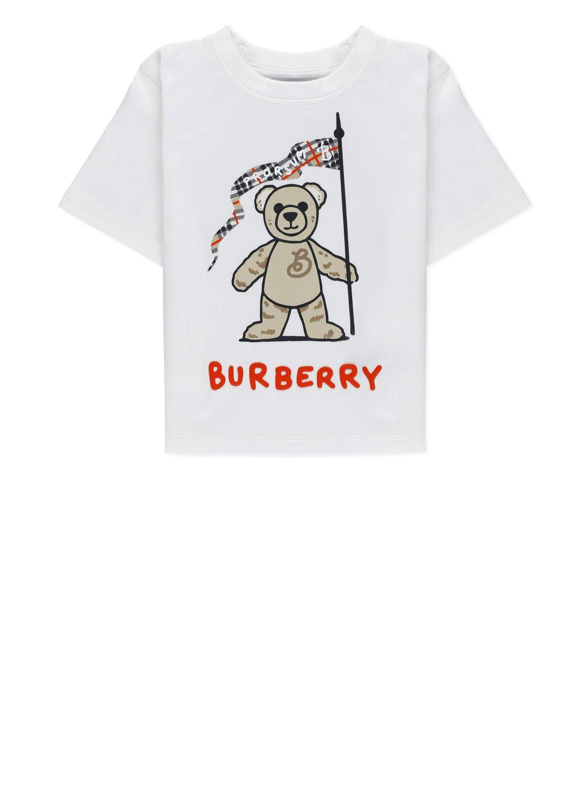 Burberry White T-shirt For Babykids With Thomas Bear In White