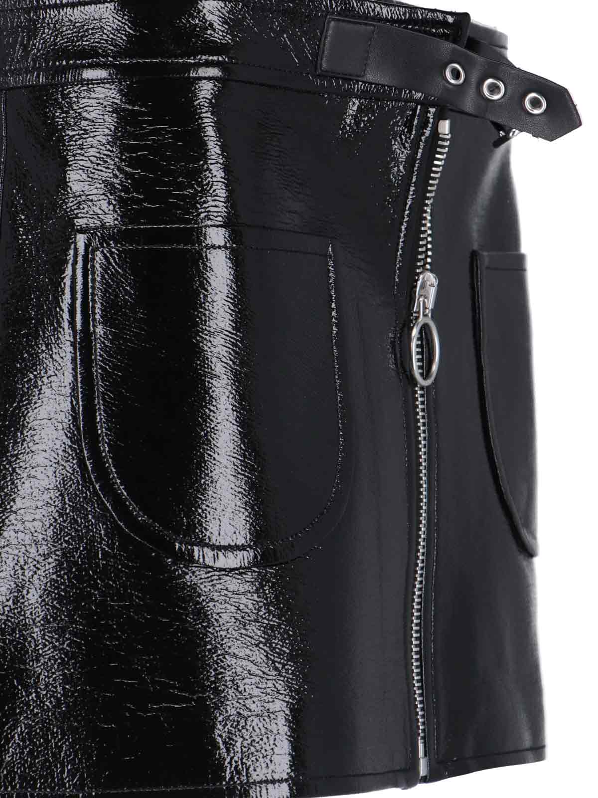 Shop Courrèges Buckled Zipped Mini Skirt In Black