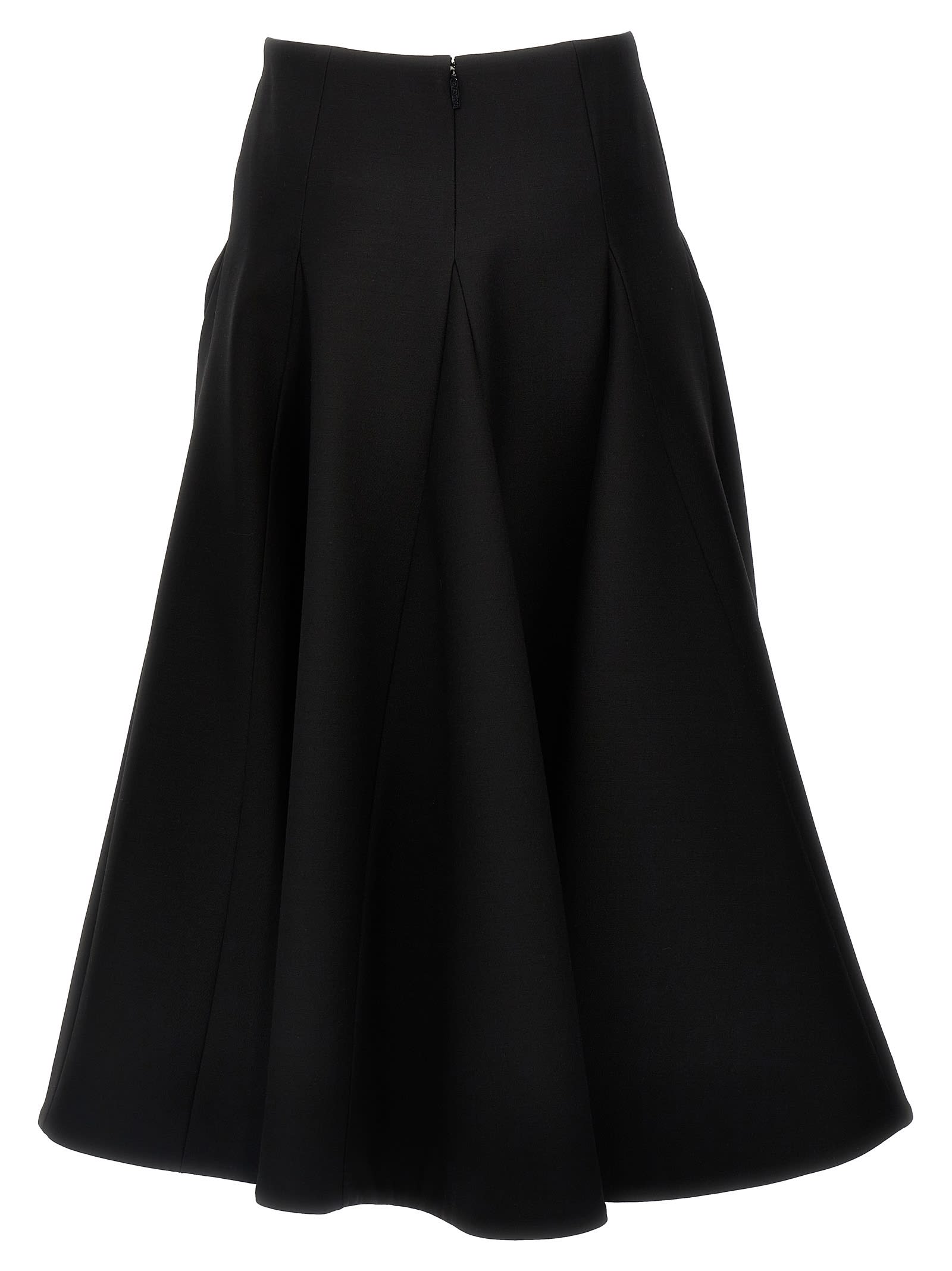 Valentino Crepe Couture Wool-blend Midi Skirt In Black