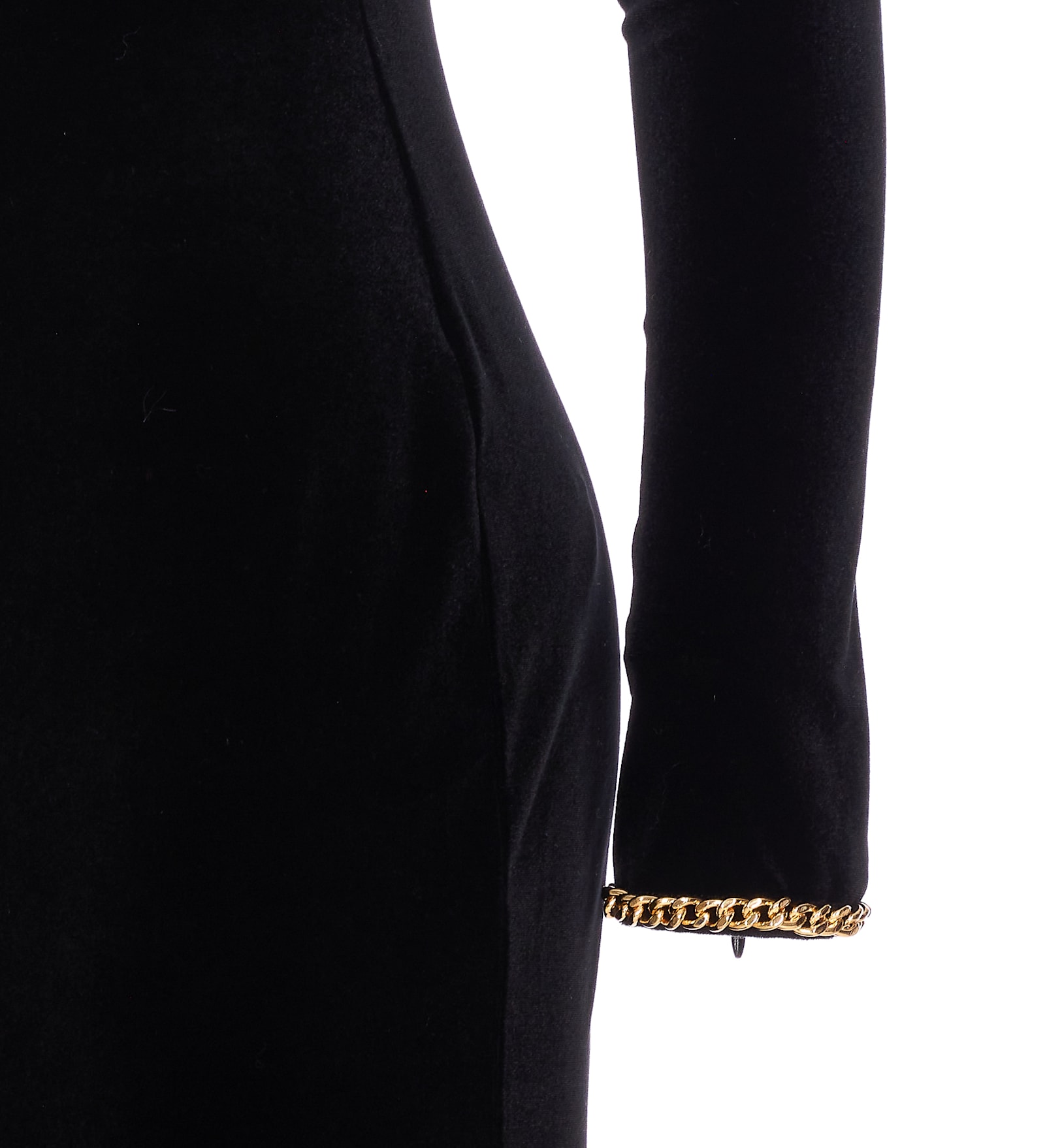 Elisabetta Franchi Red Carpet Dress In Velvet And Jersey Fabrics In Black