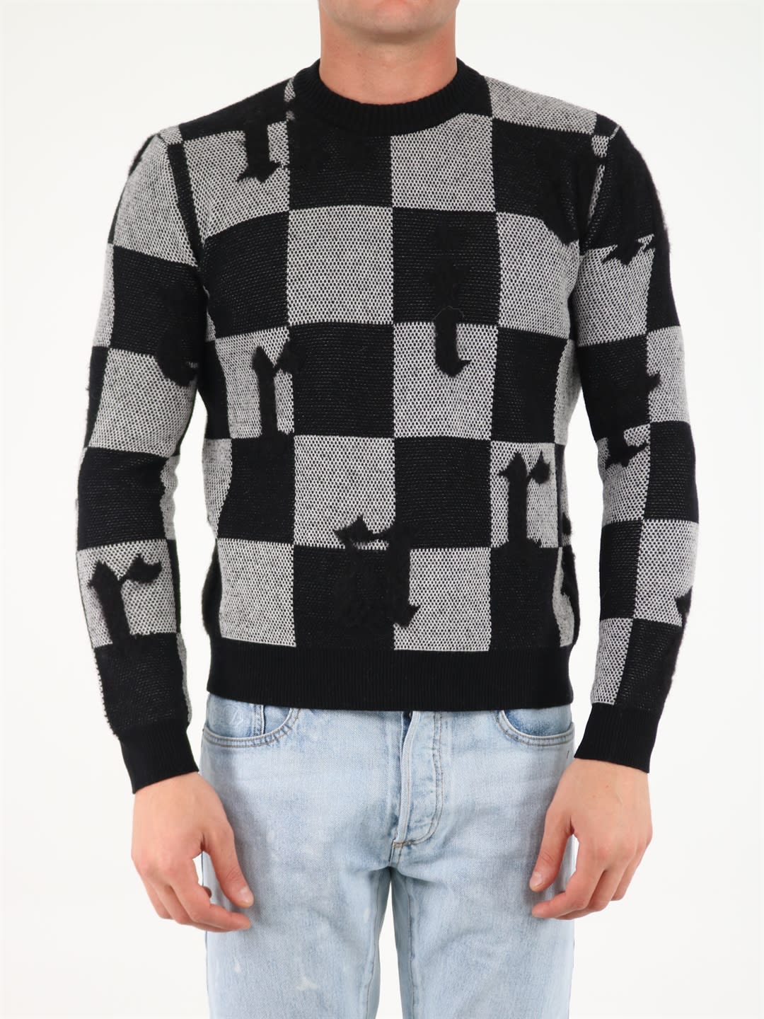 AMIRI Black And White Checkered Sweater