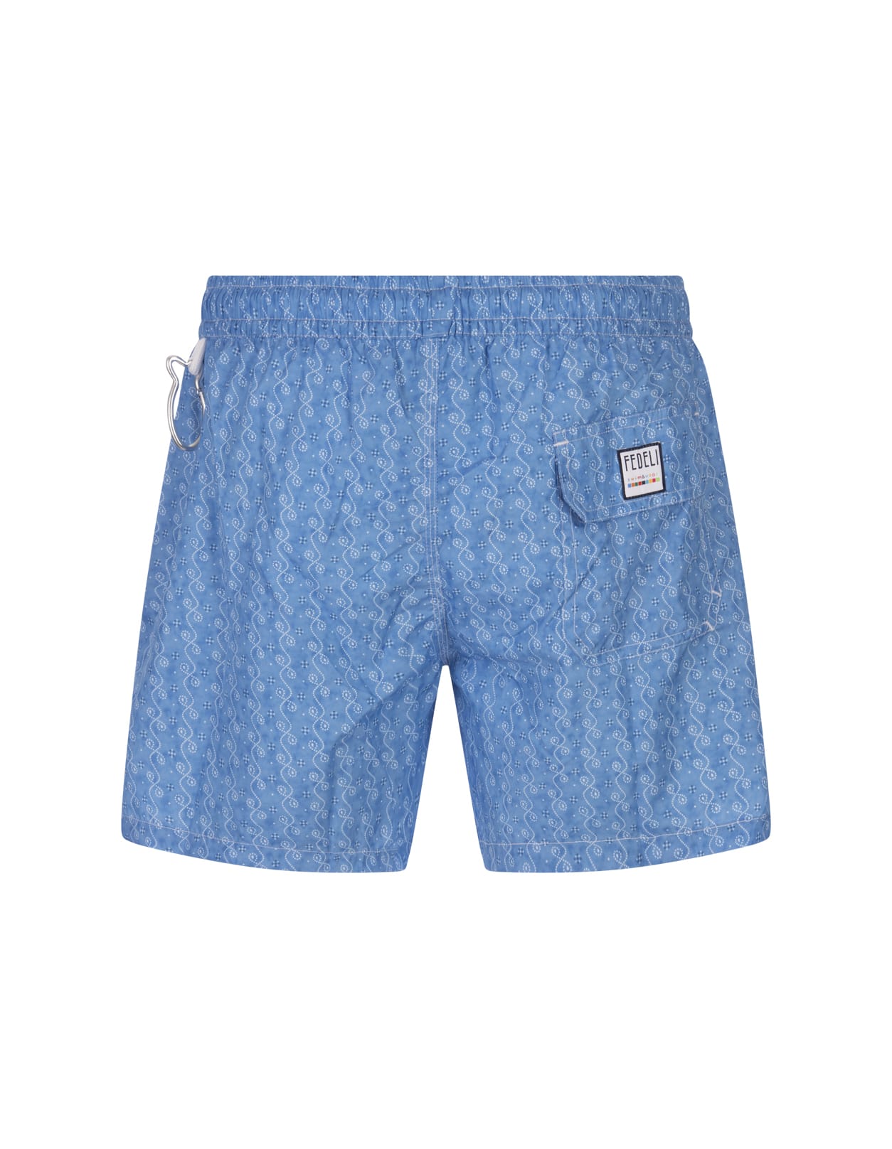 Shop Fedeli Blue Swim Shorts With Micro Pattern
