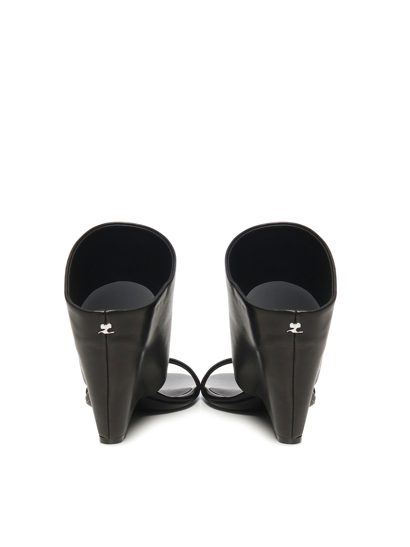Shop Courrèges Leather Wedge Mules
