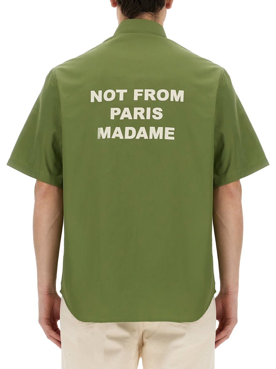 Shop Drôle De Monsieur Slogan Shirt In Military Green