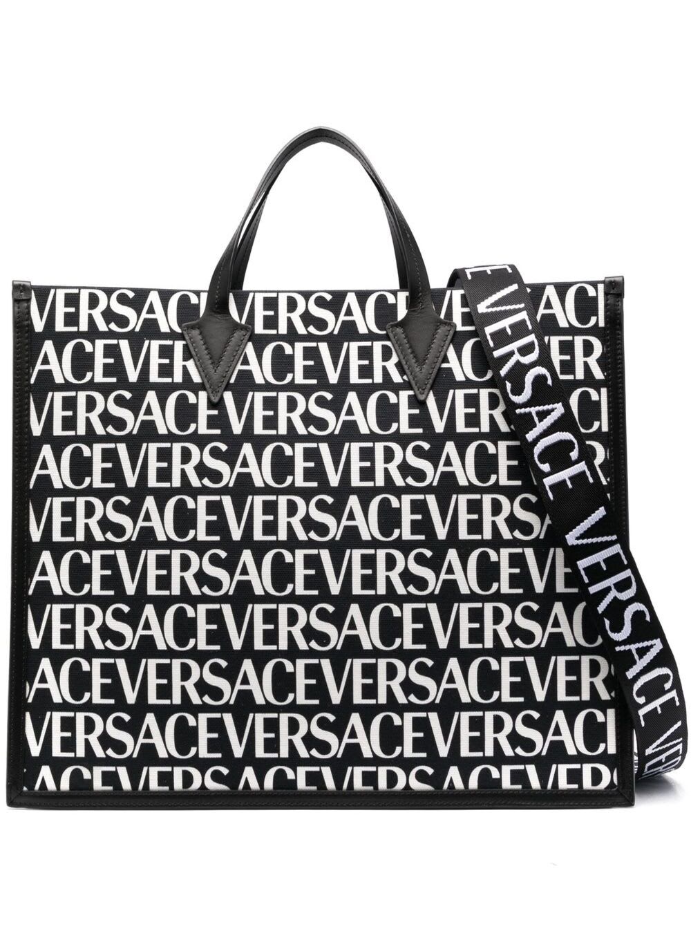 Versace Shopper In Canvas  On Repeat In Black