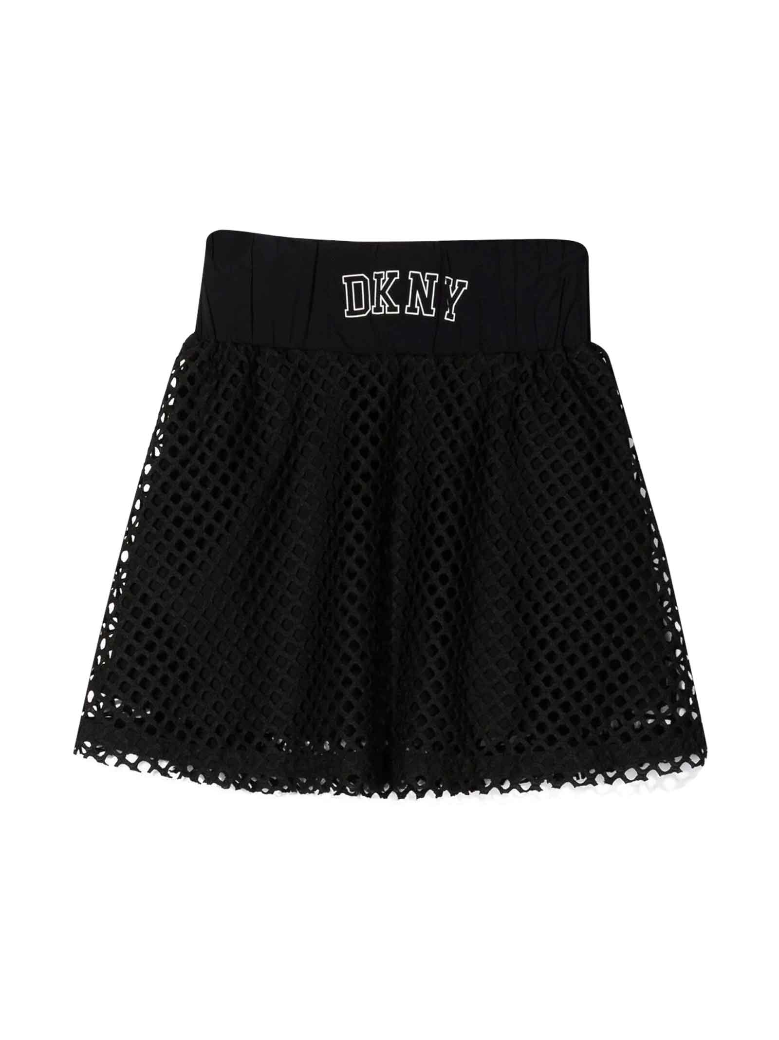 DKNY Black Girl Skirt With Net Detail