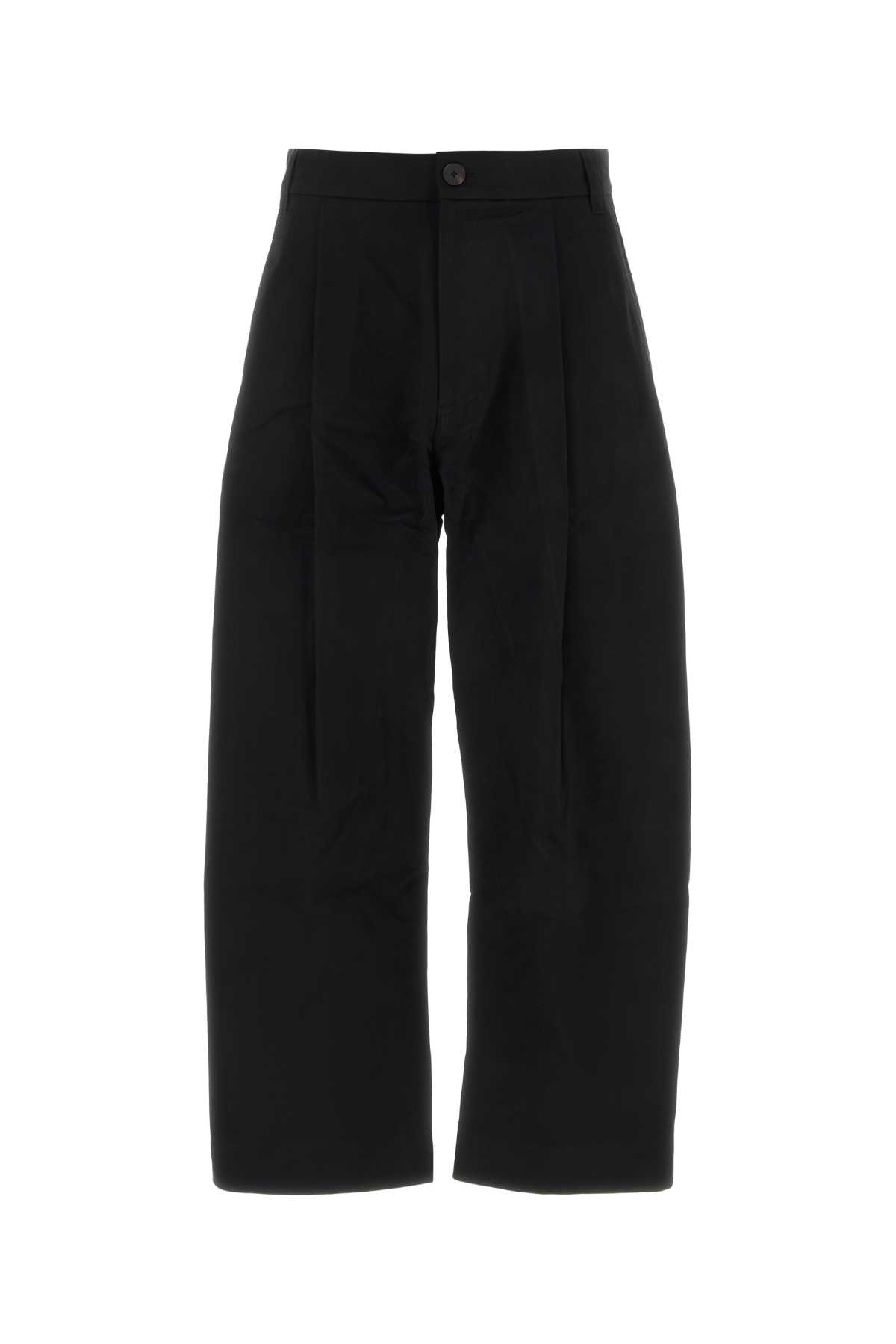Black Cotton Wide-leg Pant