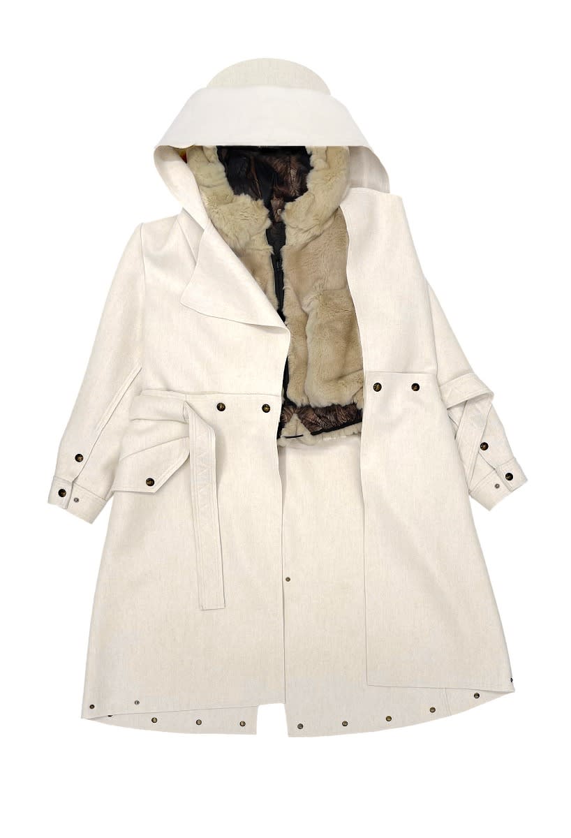 Mr & Mrs Italy Cachemire Trench With Detachable Lapin Fur Waistcoat In New840000